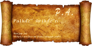 Palkó Arikán névjegykártya